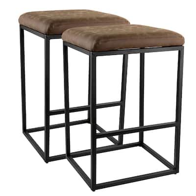 2 Piece Bar Chair in Brown with Black Base