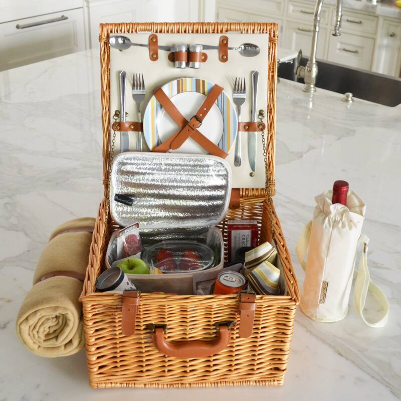 Picnic at Ascot - Willow Basket for Two with Blanket