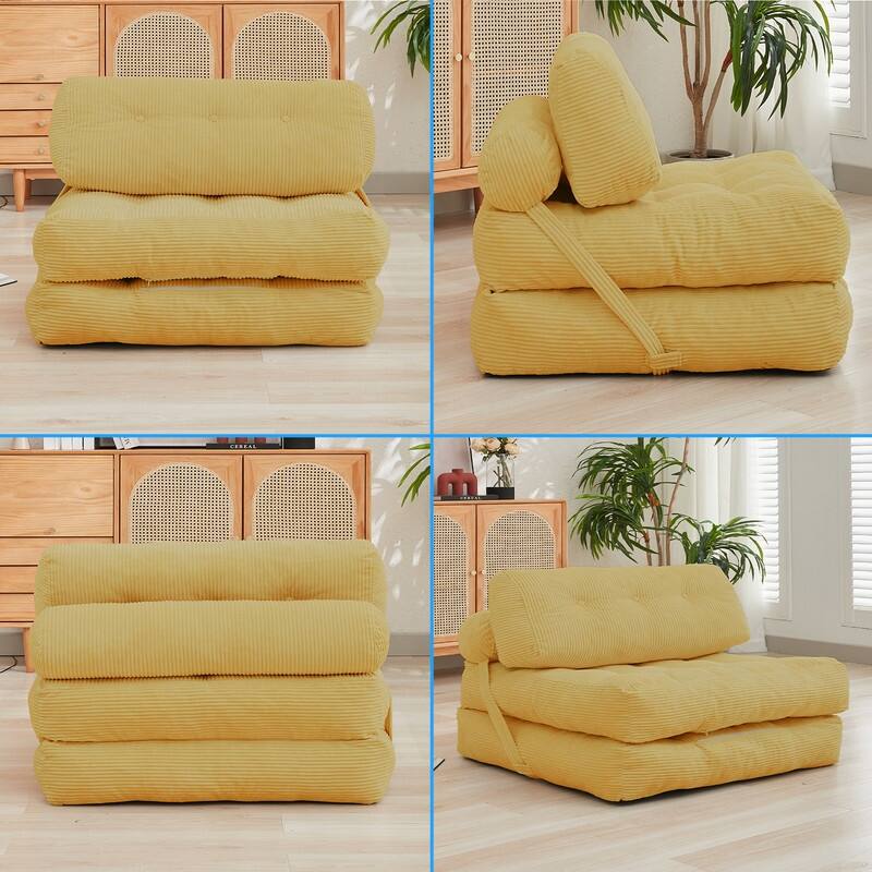 Mixoy W32''/W50'' Corded Velvet Fabric Folding Floor Lazy Futon Sofa Bed