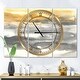 preview thumbnail 1 of 4, Designart 'Gold Glamour Direction II' Glam 3 Panels Oversized Wall CLock - 36 in. wide x 28 in. high - 3 panels