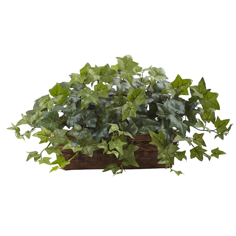 Artificial Plant with Basket - 26" Tall Green Foliage Decor - Indoor Outdoor Home Office Accent - 1.04ft.