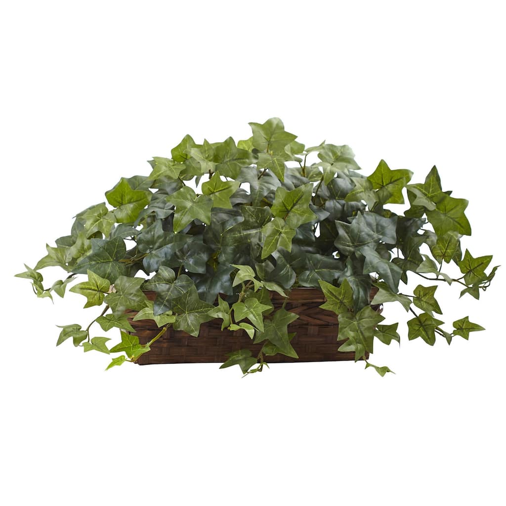 Artificial Plant with Basket - 26" Tall Green Foliage Decor - Indoor Outdoor Home Office Accent - 1.04ft.