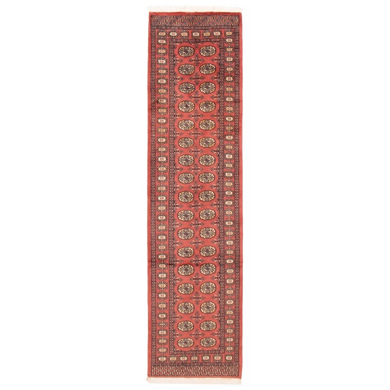 ECARPETGALLERY Hand-knotted Peshawar Bokhara Coral Wool Rug - 2'7 x 9'9 - 2'7 x 9'9 - Coral