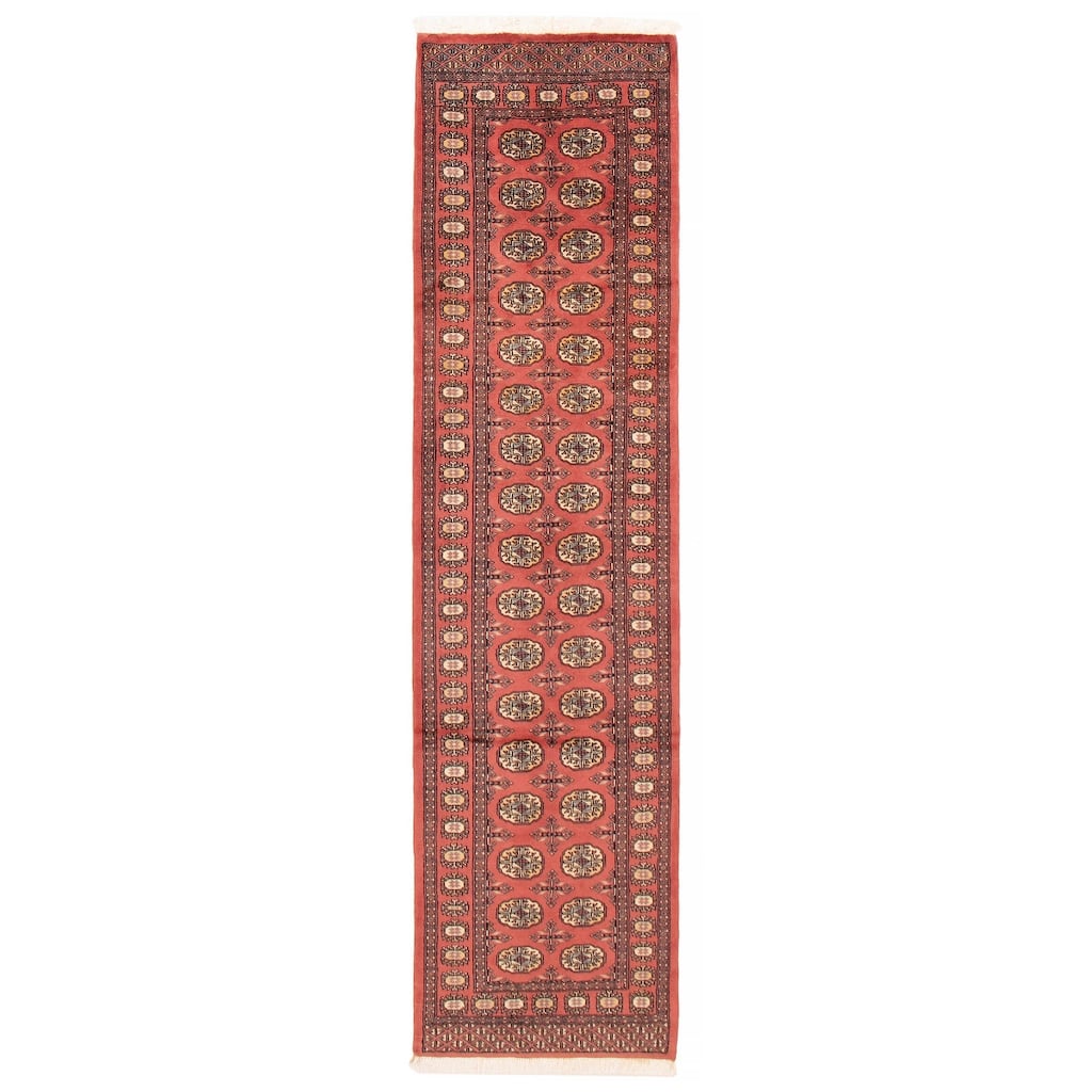 ECARPETGALLERY Hand-knotted Peshawar Bokhara Coral Wool Rug - 2'7 x 9'9