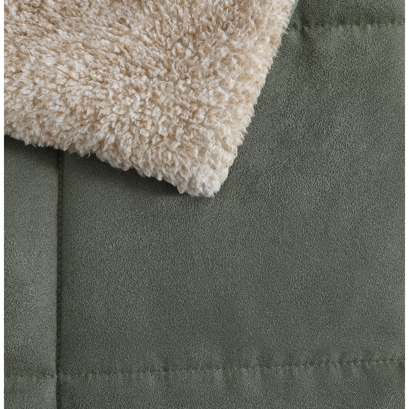 Nautica Beckett Microsuede/Sherpa Reversible Green Comforter Set