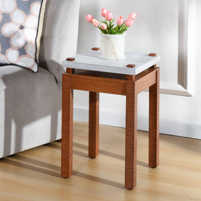 StyleCraft Norman Wyatt Home - Fern Plant Stand - Cement Gray & Zebra Cherry