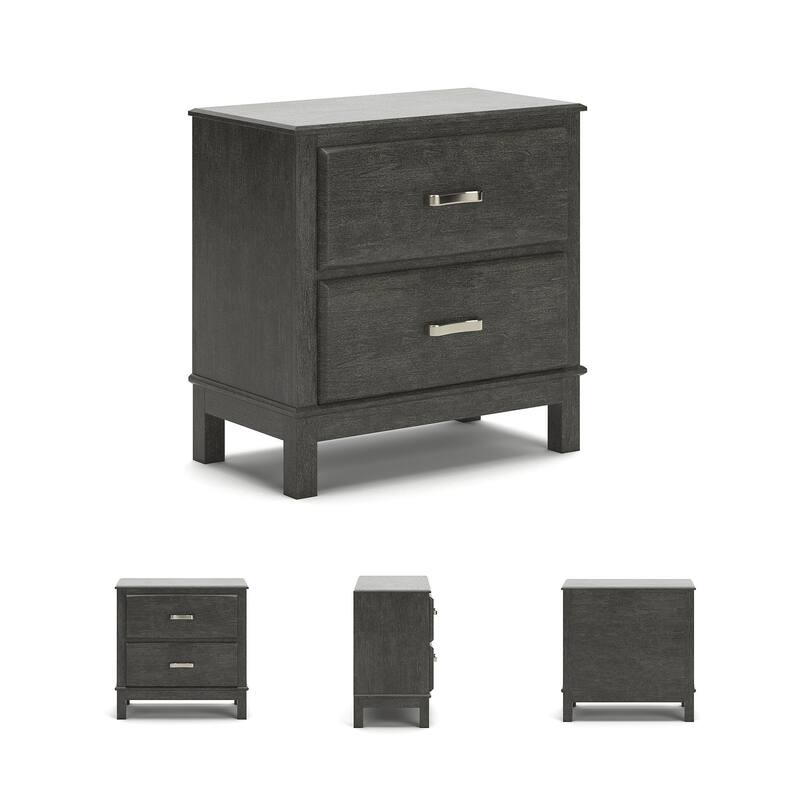 Caitbrook Two Drawer Night Stand - Contemporary Style - Gray