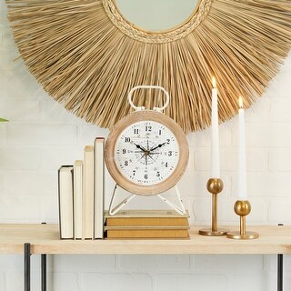 Brown Metal Eclectic Clock - 8"L x 4"W x 13"H