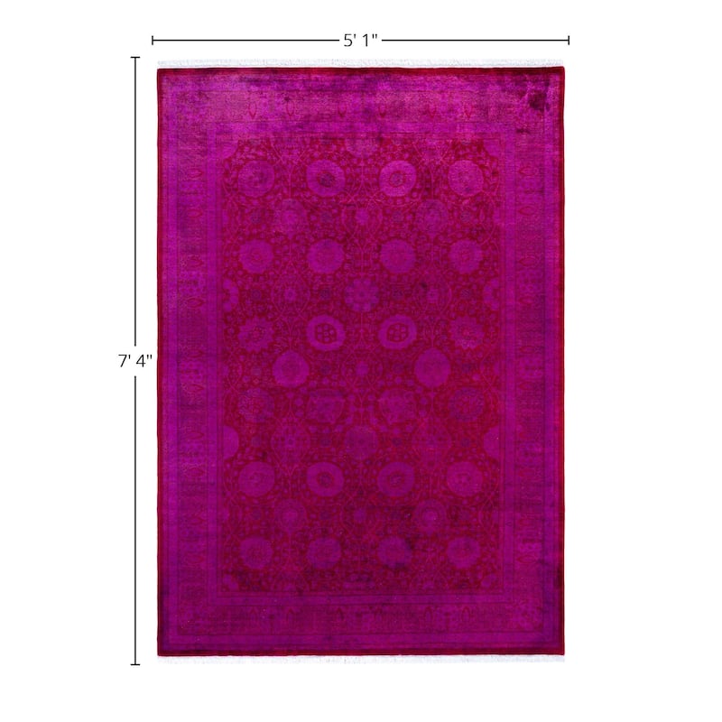 Overdyed One-of-a-Kind Hand-Knotted Area Rug - Purple - 5' 1" x 7' 4"
