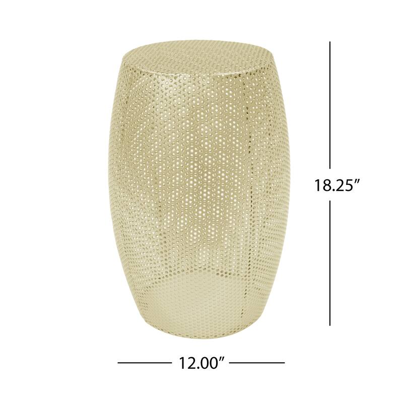 Golden Drum Side Table Openwork Design Accent Table Small End Table