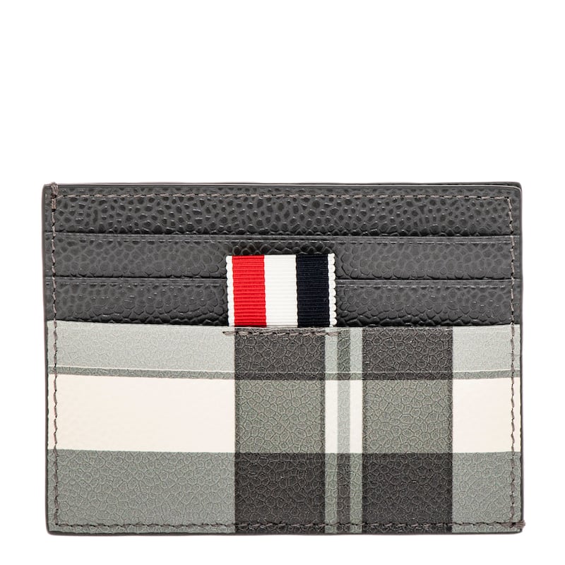 Thom Browne Men's Checked Cardholder - Grey, White, and Sage Green
