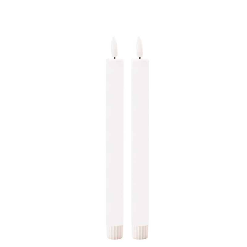 Set of Two White Flameless Taper Candles