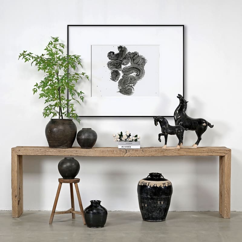 Approx. 8-9Ft Long Vintage Waterfall Console Table Weathered Natural Wood (Size And Finish Vary)
