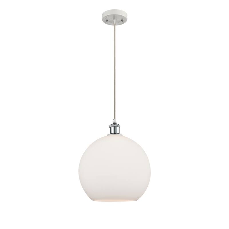 Innovations Lighting Ballston Athens 1 Light 12" Cord Hung Mini Pendant - Matte White/White and Polished Chrome