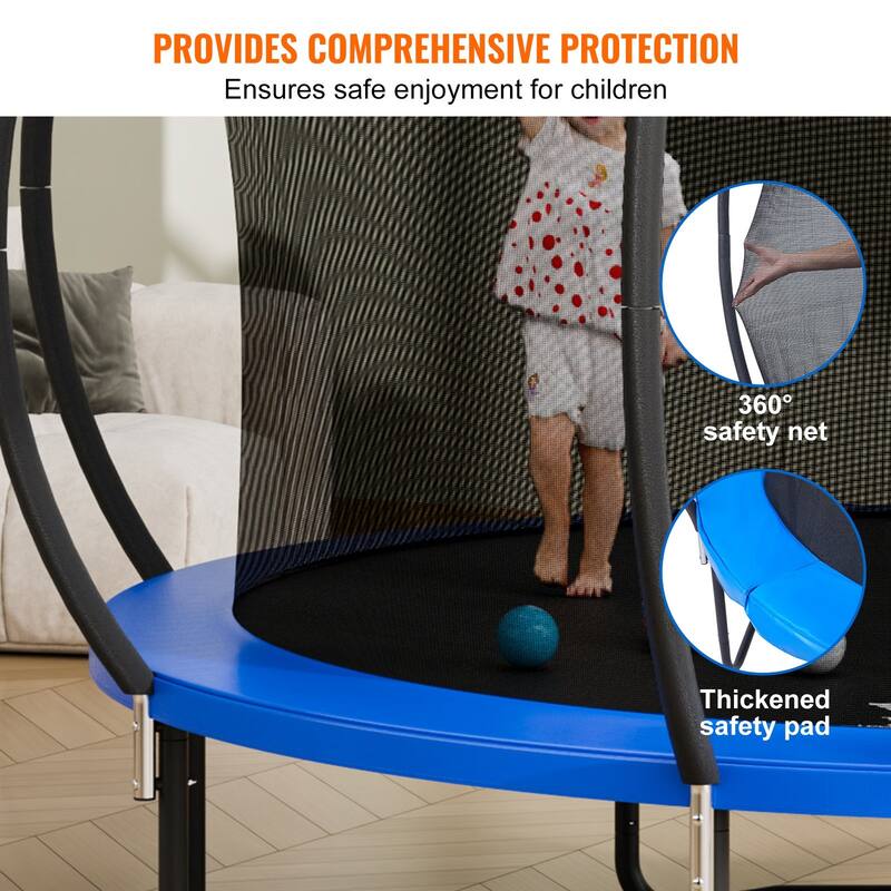 Outdoor Trampoline with Net Ladder and Curved Poles for Kids & Adults