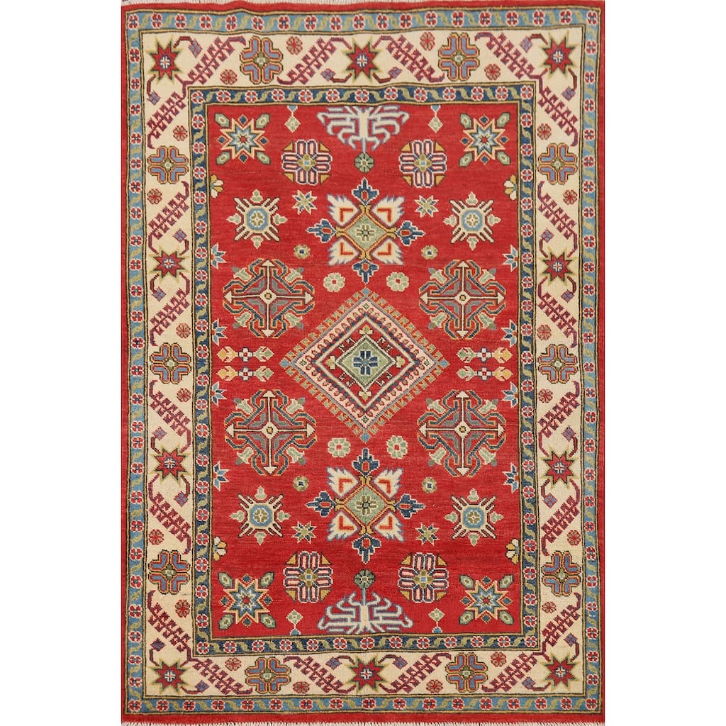 Kazak Accent Rug Hand-Knotted Wool Carpet - 3'10" x 5'11"