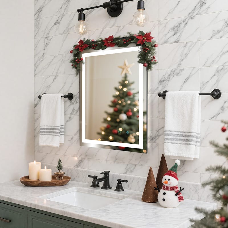 Frameless LED Bathroom Mirror with High Luminosity and Anti-Fog Technology, Wall-Mounted Rectangle Vanity Mirror