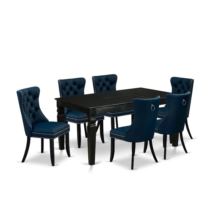 East West Furniture Dining Table Set- a Kitchen Table with Butterfly Leaf and Padded Chairs, Black(Pieces Options)
