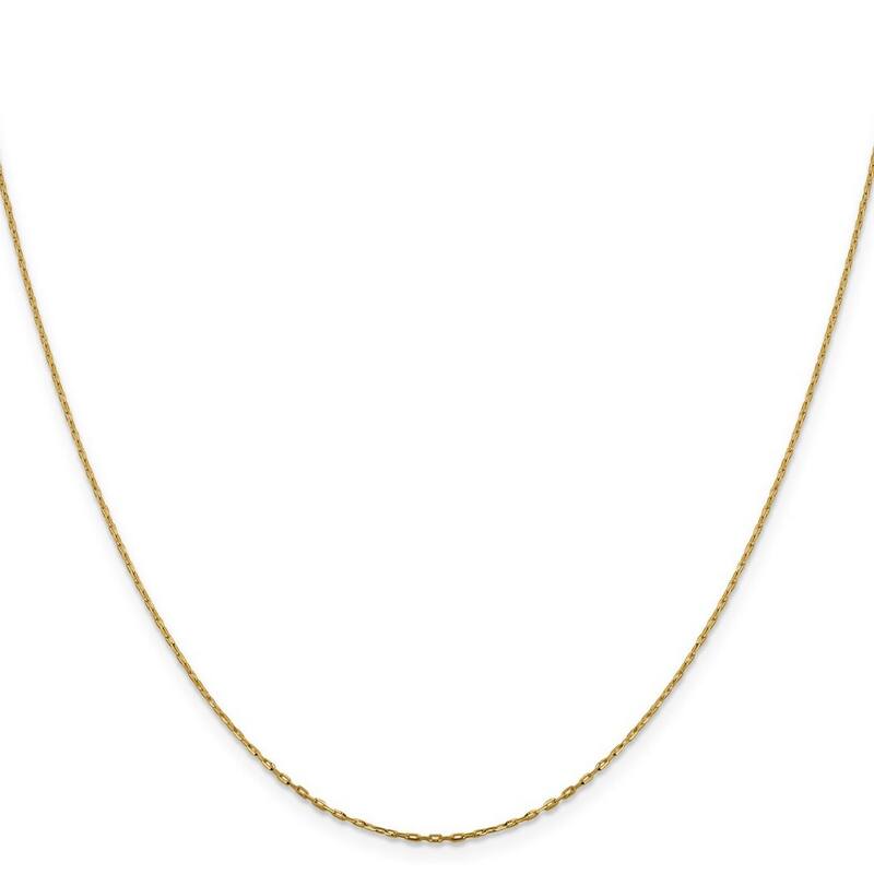 Curata 14k Yellow Gold 1mm Diamond Cut Open Link Cable Chain Necklace (Lobster)