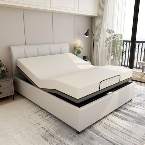 Adjustable Bed Base with Remote, Head Incline, Ports-Ergonomic Bed Frame