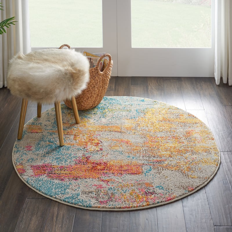 Nourison Modern Abstract Sublime Area Rug - Sealife - Round - 4' Round