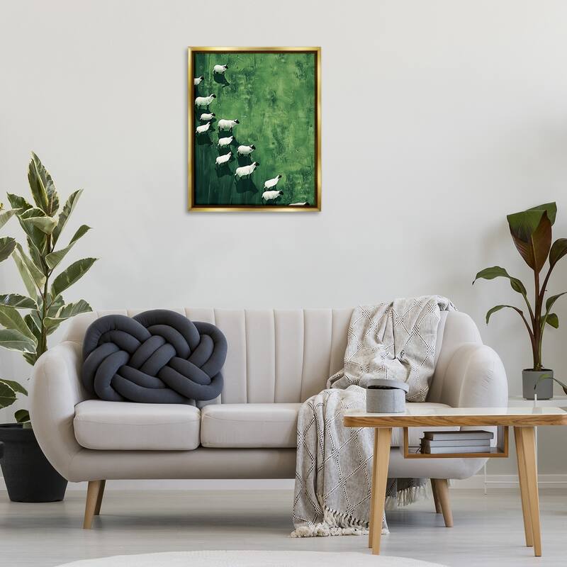 Stupell Wandering Sheep Abstraction Framed Floater Canvas Wall Art Design By Arlington Prints