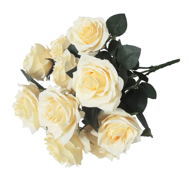 Set of 2 Artificial Queen Rose Flower Stem Bush Bouquet 18in