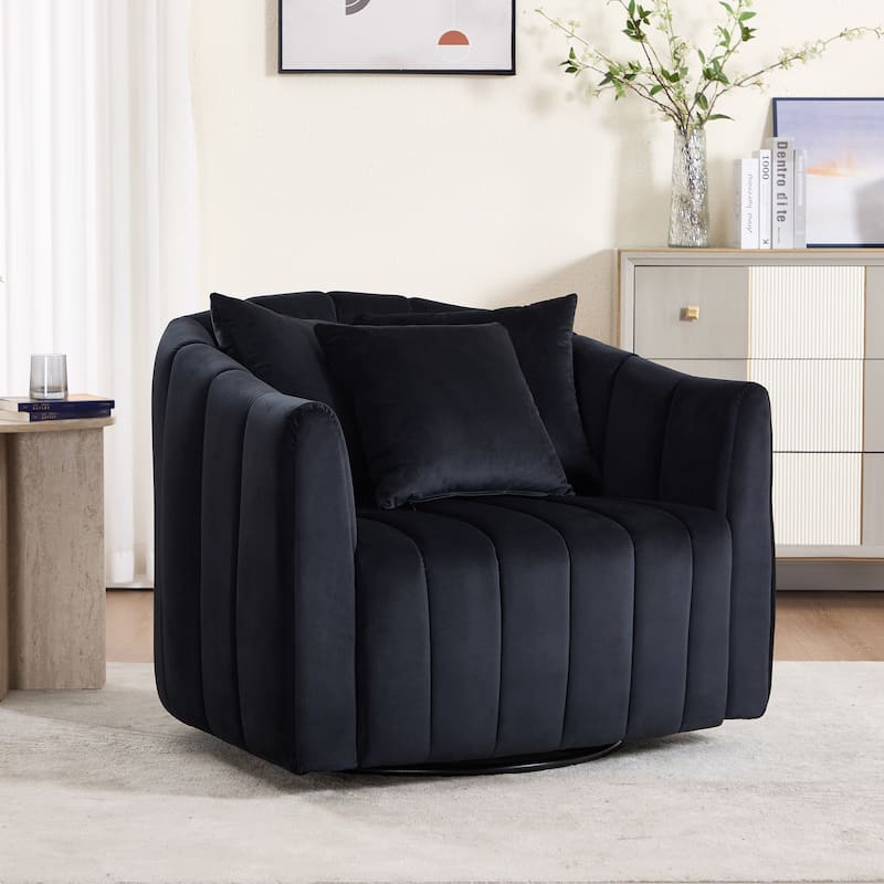 40.4"W Upholstered Swivel Accent Chair Set of 2,Modern Swivel Single Sofa Chair with Pillows