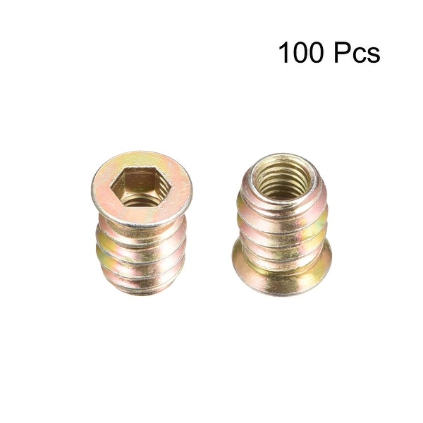 Stainless-Steel Nut Kit Hex Socket Drive Insert Nuts Threaded For Wood Furniture 