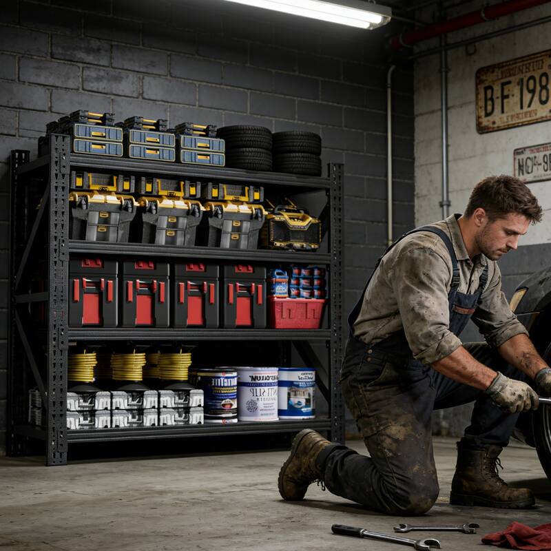 4000 lbs Heavy Duty Garage Shelving, 4-Shelf Adjustable Metal Storage Unit 4000LBS Capacity Industrial Shelving for Warehouse