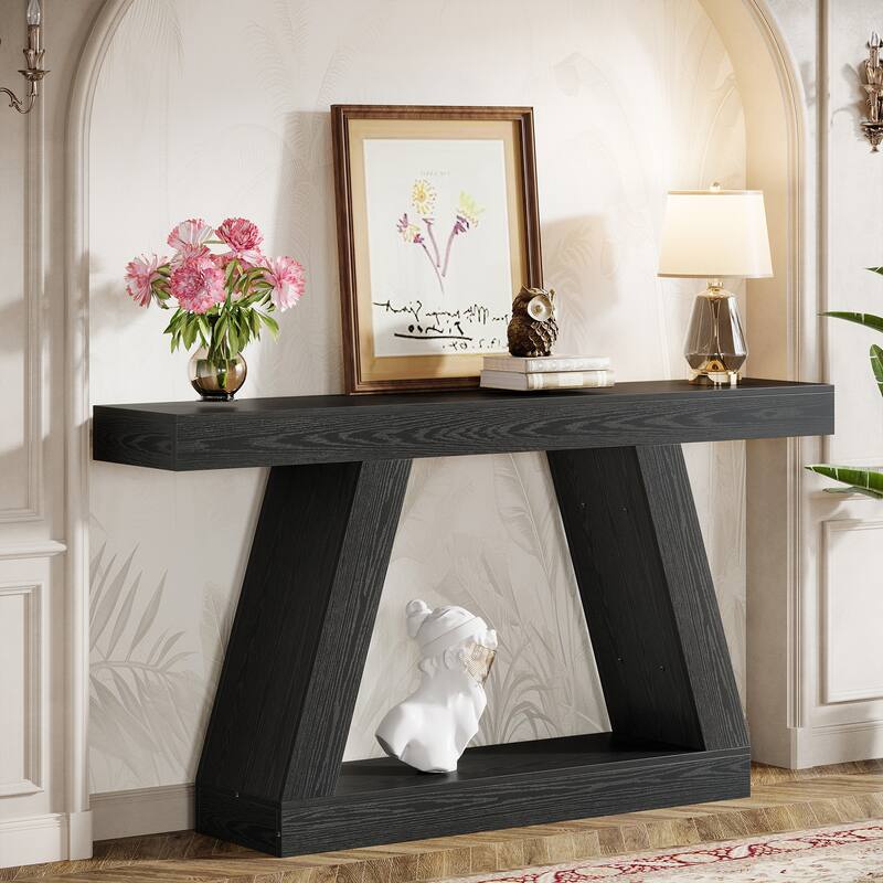 55 Inch Modern Black Console Table for Entryway