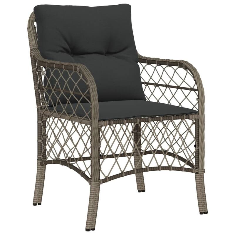 vidaXL Bistro Set with Cushions Outdoor Garden Furniture 3 Piece Poly Rattan - 35.4 x 35.4 x 29.5