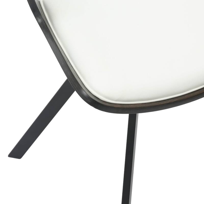 Dining Chair Upholstered in Leather or Velvet in Black Iron with Curved Open-Back Design Side Chair