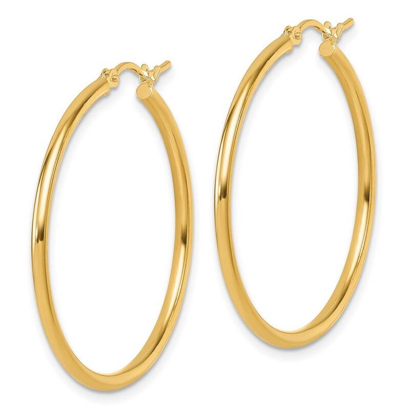 Curata 14k Yellow Gold Polished 2x35mm Classic Hoop Earrings