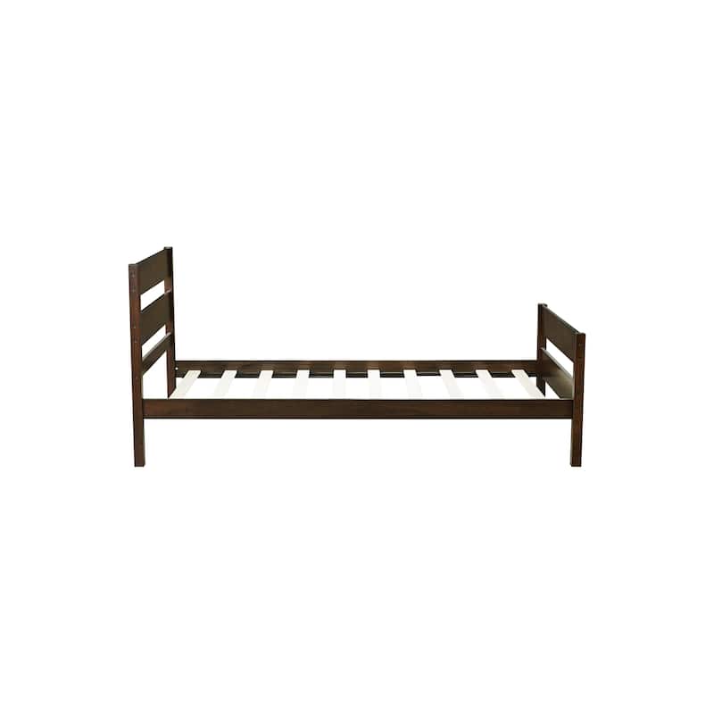 Roomfitters Twin Rubber Wood Bed Frame with Headboard and Footboard, Platform Support Design, No Box Spring Needed