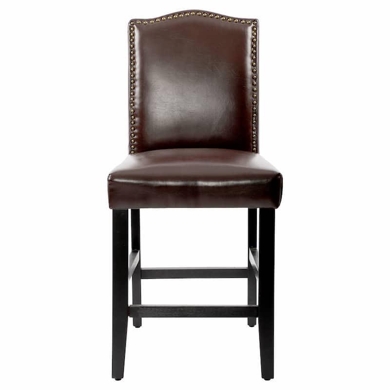 24 Inches Faux Leather Counter Height Bar Stools with Nailhead Trim