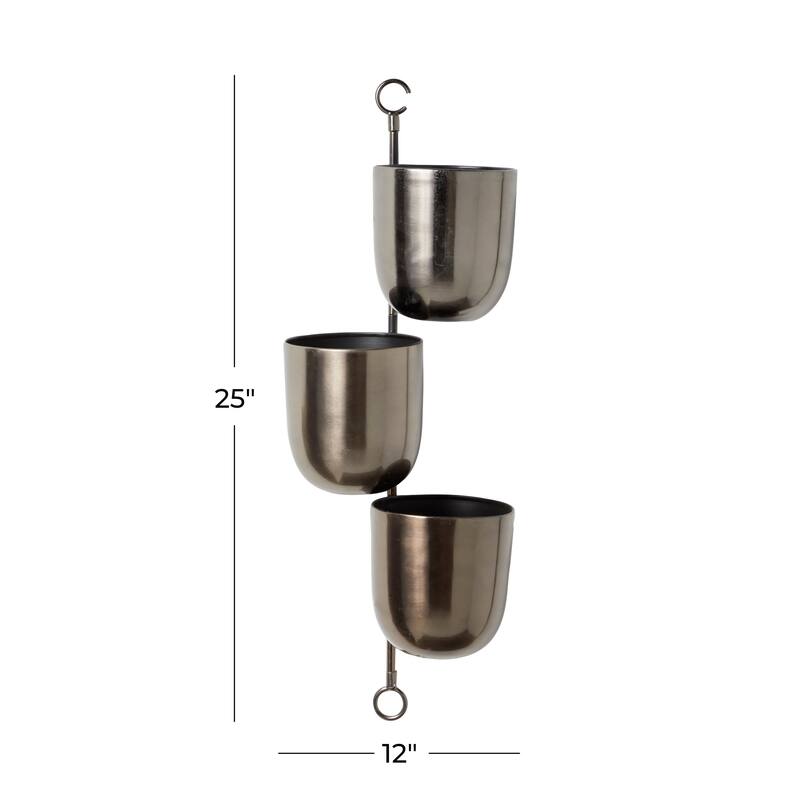 Metal Indoor Outdoor Layered Indoor Outdoor Wall Planter - Gold, Silver, Black, White - Roche River Decor