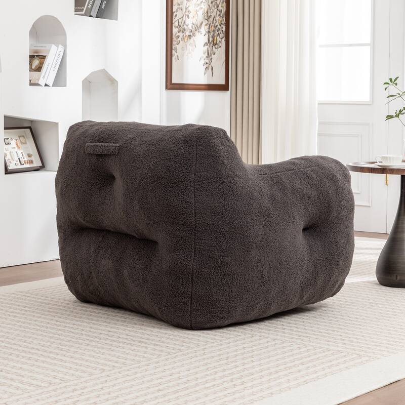 Teddy Fabric Bean Bag Chair, High Density Foam Bean Bag Sofa, Comfy Fluffy Lazy Sofa Chair Living Room, Bedroom