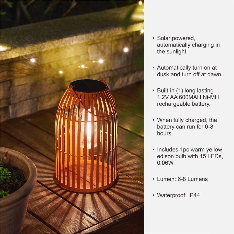Glitzhome 9.75"H Metal Woven Solar Powered Outdoor Hanging Lantern