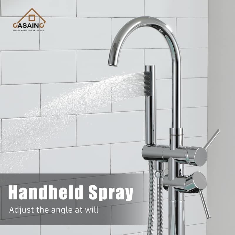 CASAINC 2-Handle Residentail Freestanding Bathtub Faucet with Hand Shower