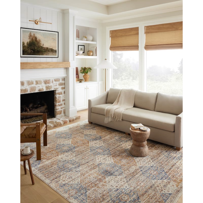 Alexander Home Anniki Traditional Diamond Area Rug with Micro Fringe - 6' 7" x 9' 10" - Rectangle