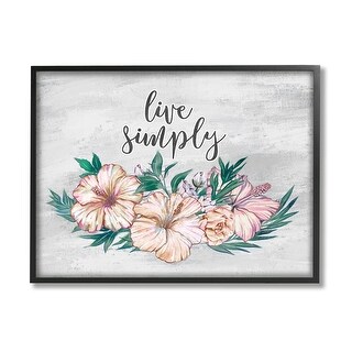 Simply Rustic Stupell Live Simply Rustic Chic Pink Floral Calligraphy Framed Wall Art ...