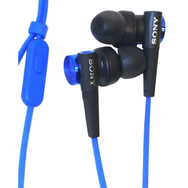 Shop Sony Mdr Xb50ap L In Ear Extra Bass Earbud Headphones With Microphone Blue New Overstock 16309016