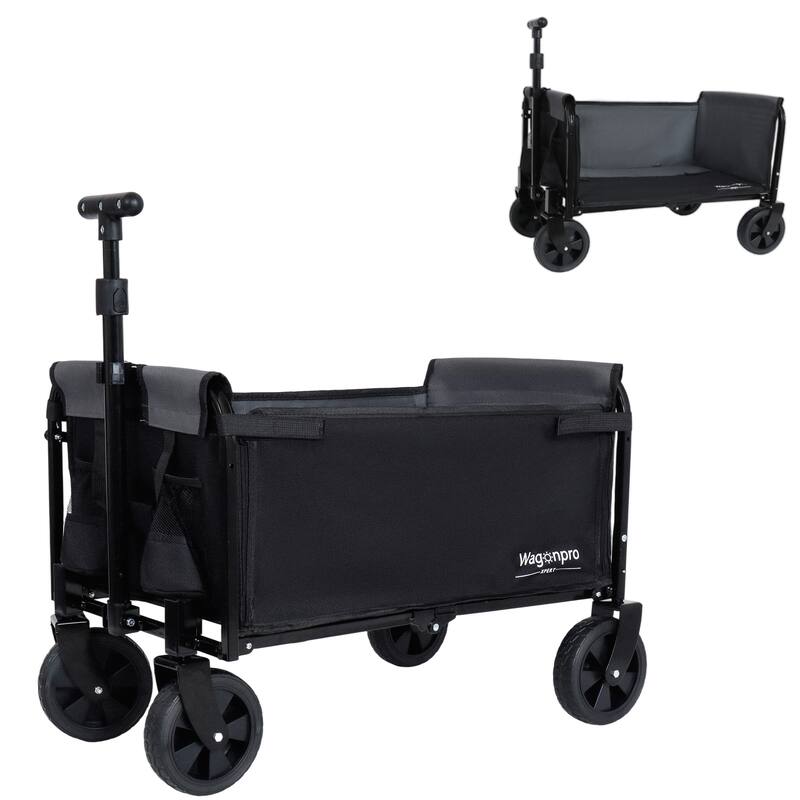 All-in-One Convertible Folding Wagon with Bench Seat, Storage & Dog Tether - Heavy-Duty Utility Cart