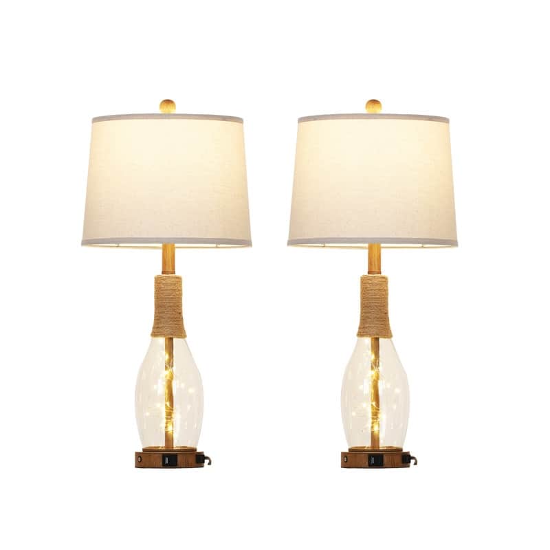 Set of 2, 30-Inch Table Lamps with USB & Type-C Ports, AC Outlet, and Touch Control - 12.5'' x 12.5'' x 28''