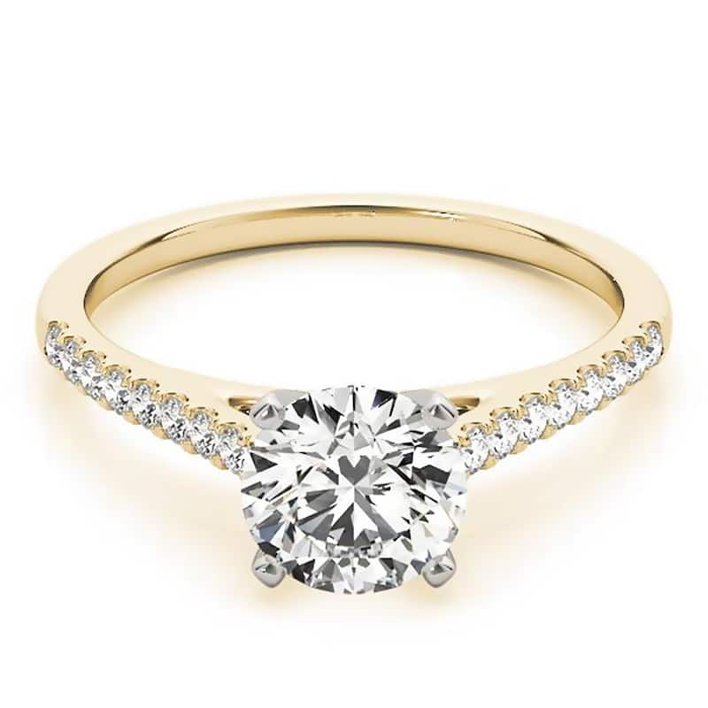 Auriya 14k Gold Classic 3/4ct Moissanite and Diamond Engagement Ring 1/6ctw - Yellow - 7