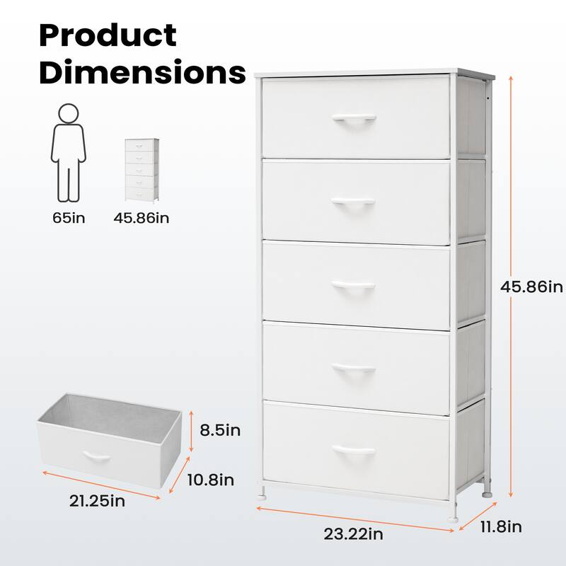 VredHom Vertical 5 Drawers Storage Tower