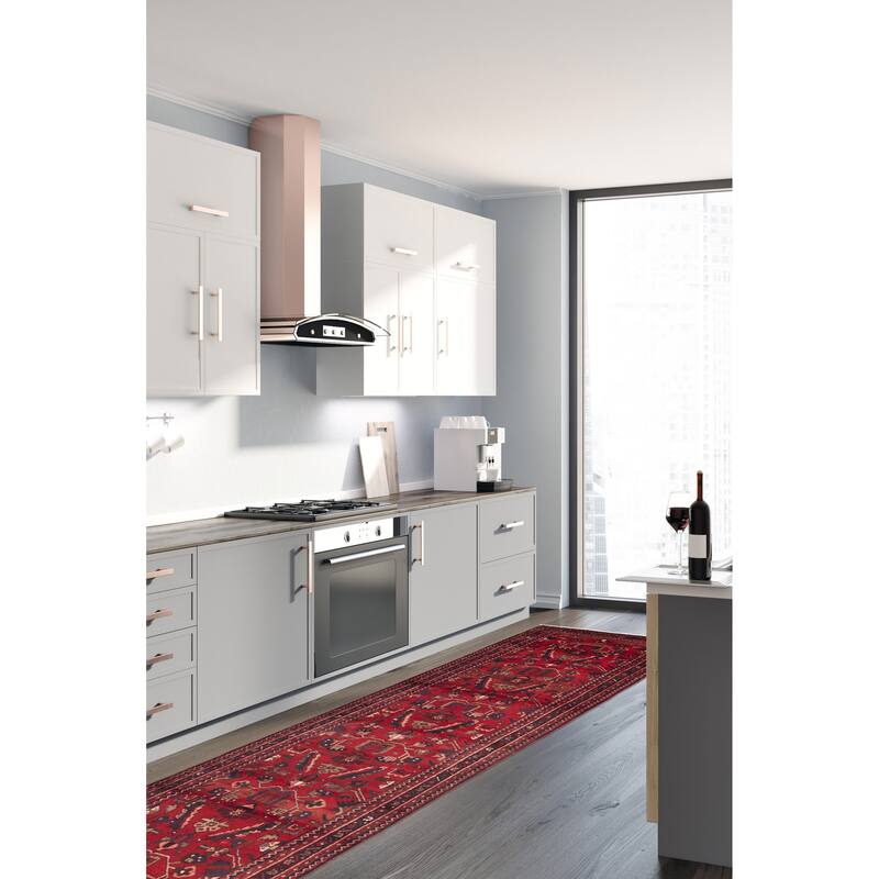 ECARPETGALLERY Hand-knotted Andelz Red Wool Rug - 3'5 x 10'2