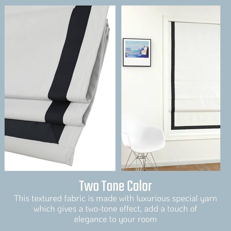 Poyester Greenwich 100% Blackout Roman Shade with Ribbon Border