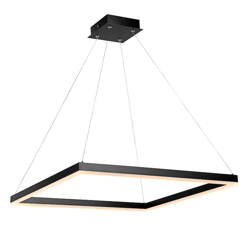 Nero Square Contemporary Modern Metal Integrated LED Chandelier, Black by JONATHAN Y